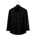 thumbnail image 1 of Camisa informal de manga larga con solapa a rayas para hombre - Algodón/lino, resistente a las arrugas, XL-5XL - Diario/trabajo/viajes, 1 of 6