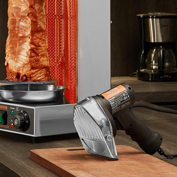 Electric Shawarma Knife 80W Professional Turkish Kebab Cutter with Adjustable Thickness and Detachable Blades for Commercial Use