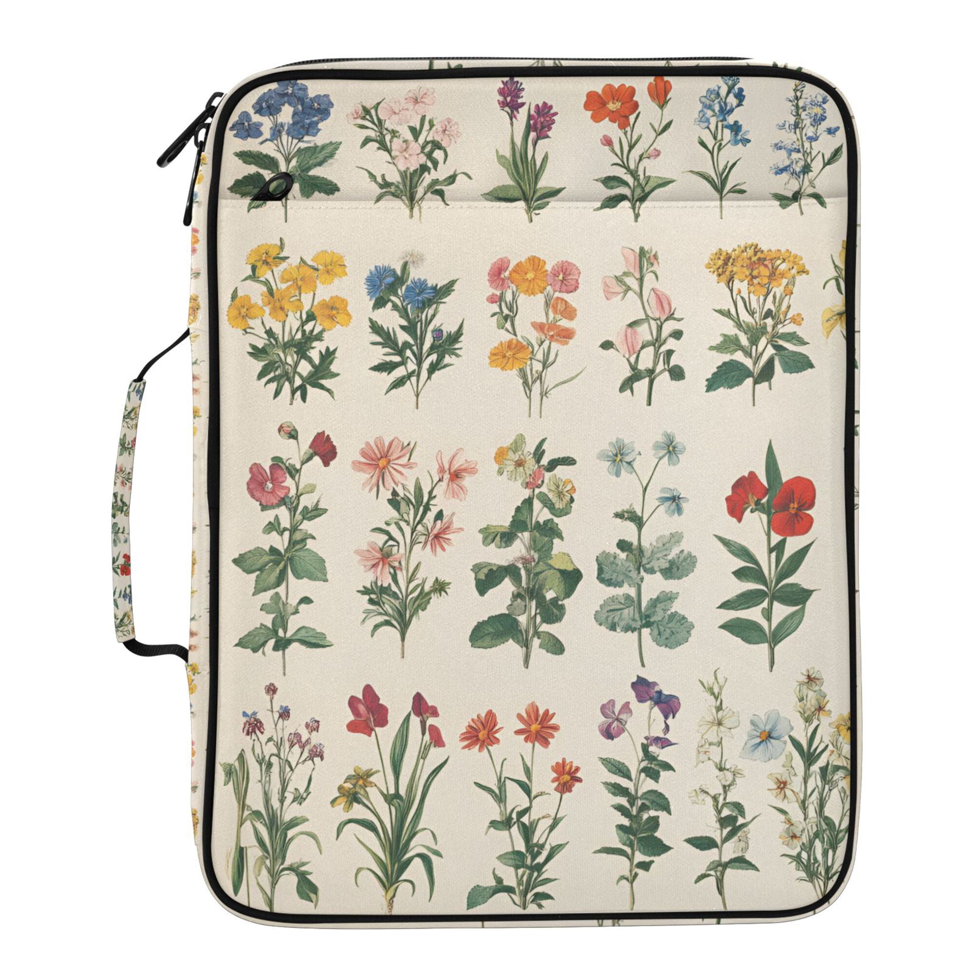 FORMRS Accordion File Folder A4 Size 7-Pocket Expanding Document Organizer Bag with 3 Ring Binder, Red Floral
