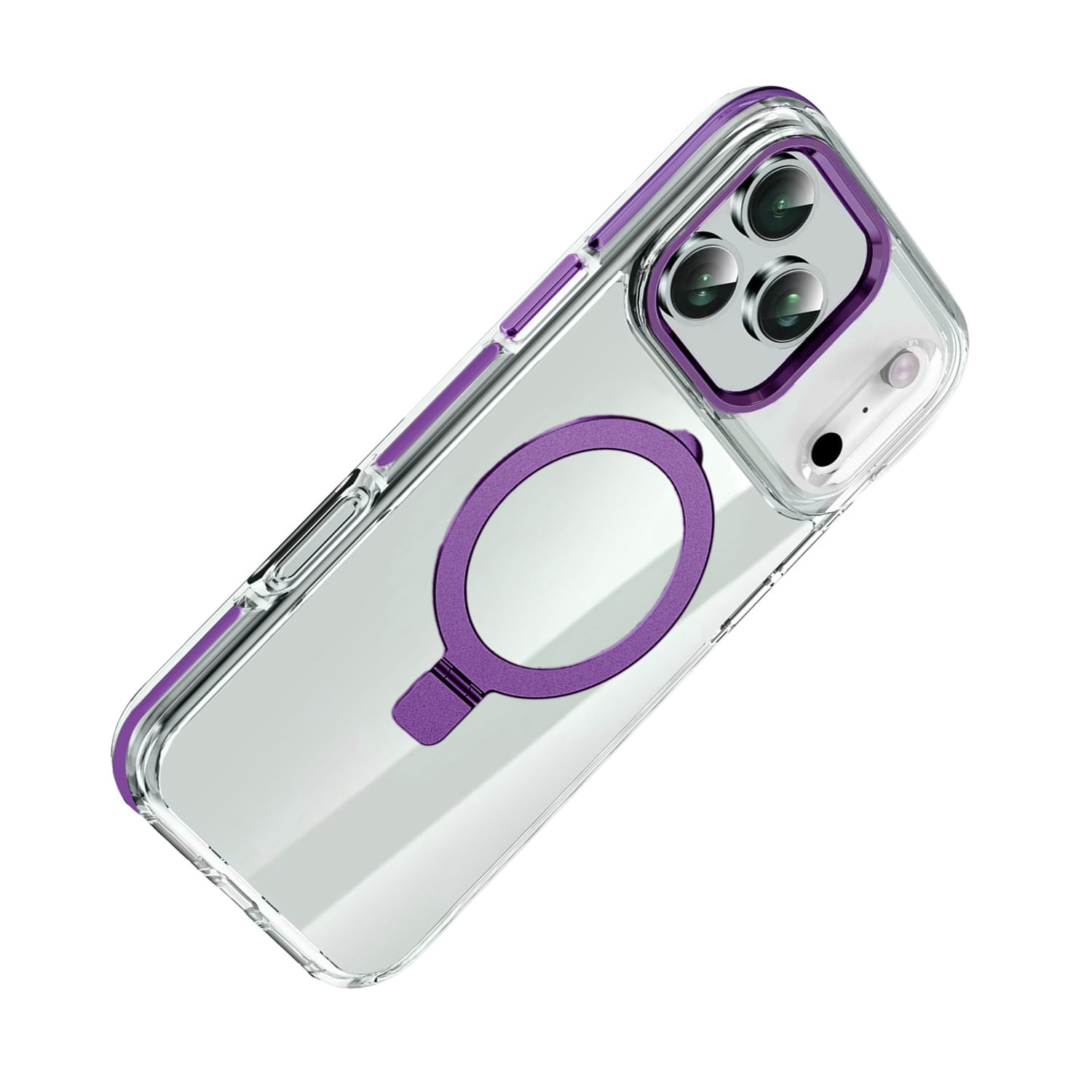 Clear MagSafe Compatible Stand Case for iPhone 17 Pro Max - Purple