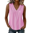 thumbnail image 3 of ClodeEU Women's V Neck Pleated Sleeveless Tank Top, Casual Loose Fit Blouse Pink,Women's Plus XXL, 3 of 8