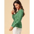 thumbnail image 4 of INSPIRE CHIC Women's Elegant Dots V Neck Smocked Ruffled Hem Peplum Top, 4 of 6
