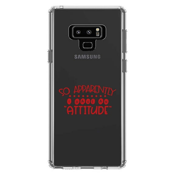 DistinctInk Clear Shockproof Hybrid Case for Samsung Galaxy Note 9 - TPU Bumper Acrylic Back Tempered Glass Screen Protector - So Apparently I Have An Attitude - Red