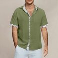 thumbnail image 2 of Summer Plus Size Tops for Men Fashion Casual V-neck Sleeve Pullover Breathable Shirt Blouse, 2 of 5