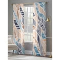 thumbnail image 4 of Ombre Blue Brown Sheer Curtains 96 Inch Length 2 Panels Set Window Treatments, Summer Abstract Coastal Ocean Beach Wave Rod Pocket Semi Curtains for Living Room/Bedroom/Kitchen Décor, 104"W x 96"L, 4 of 7