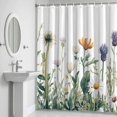 thumbnail image 5 of Wildflower Shower Curtain for Bathroom Decor, Daisy Floral Leaves Farmhouse Pastoral Waterproof Fabric Shower Curtain, 48"x72" Set with 12 Hooks, 5 of 9