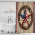 thumbnail image 2 of Shower Curtain Bathroom Set Independence Day USA Flag Star Waterproof Fabric Shower Curtains with Grommets&Hooks, Retro Farm Wood Board Privacy Bath Curtain for Bathtub 72x72in, 2 of 9