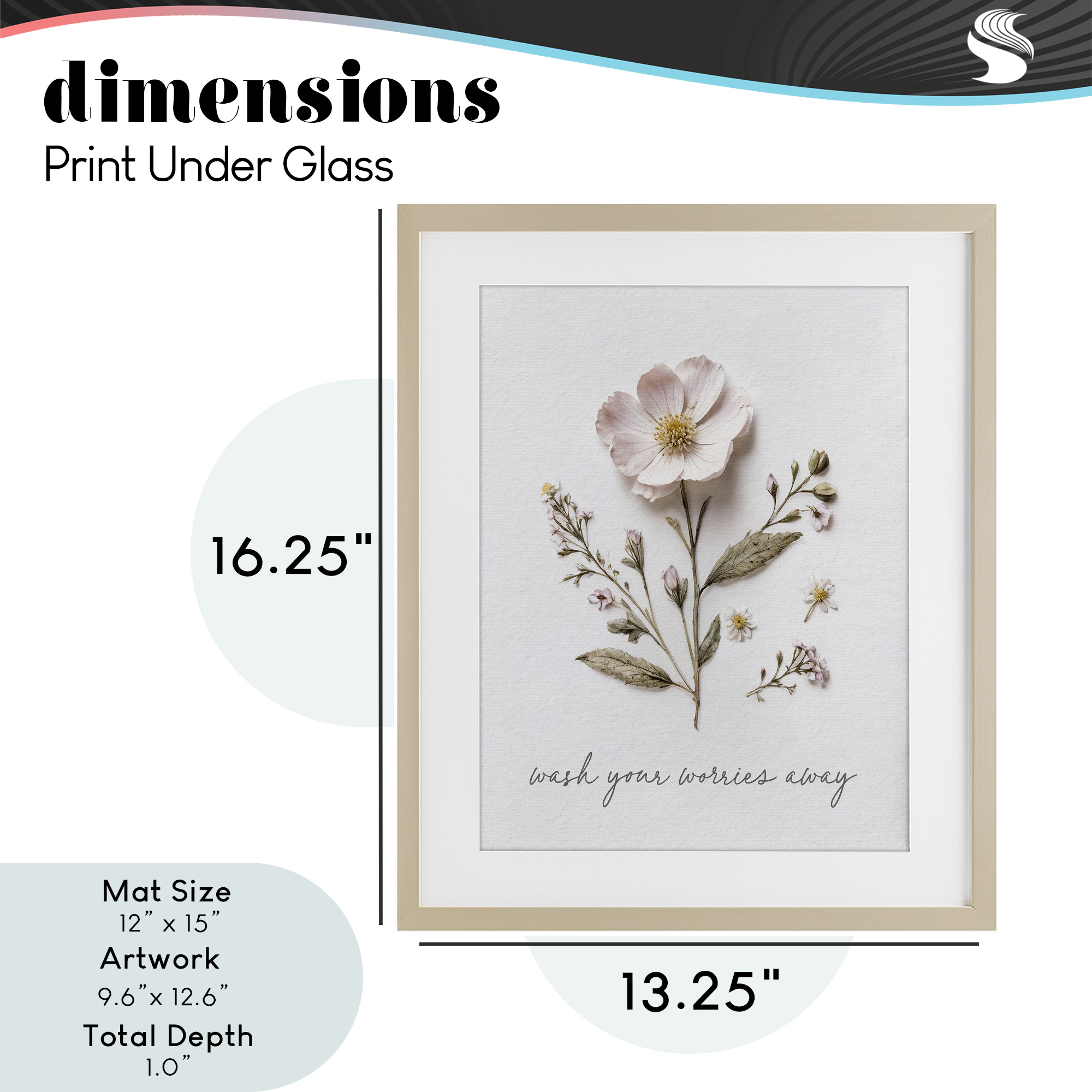 Pressed Flower Wash Worries Away Birch Framed Print Under Glass, design by Lettered and Lined