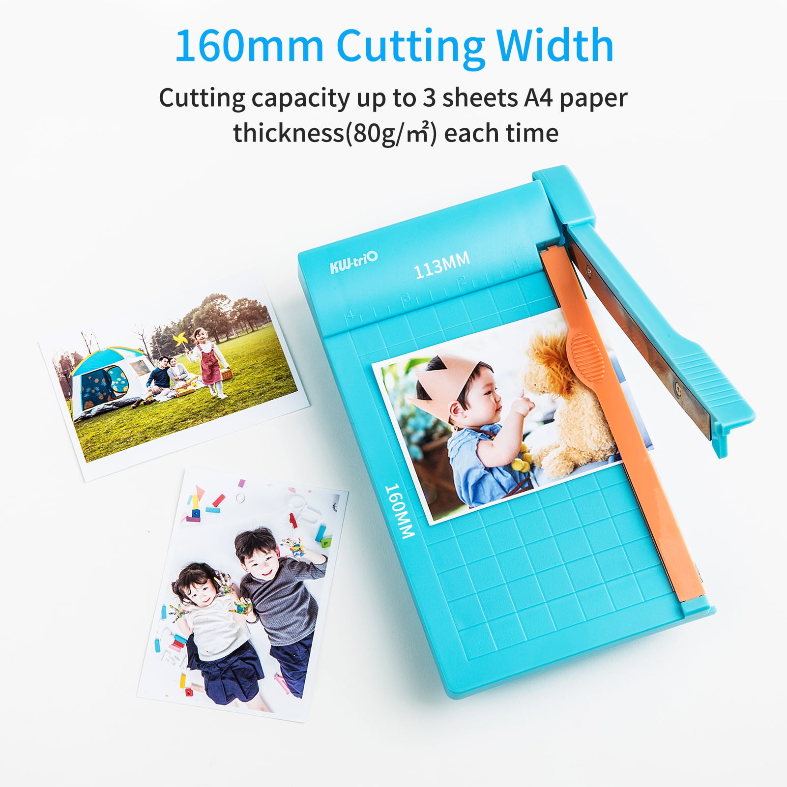 KW-triO Mini Paper Trimmer Guillotine Cutter 6 Inch (160mm) Cut Length Desktop Paper Cutting Machine with Cutter Head for Craft Paper Photos Cards Scrapbooking Office Home Supplies