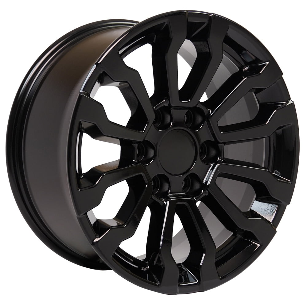 OE Wheels CV35 18 Inch Rims Fit Sierra 1500 AT4 Style 6x139.7 18x8.5 Gloss Black - Hollander 5909 (Set of 4)