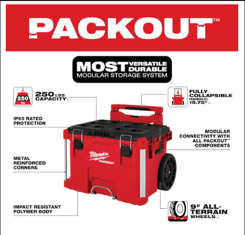 Milwaukee 48-22-8427 PACKOUT 250lb Capacity Rolling Tool Box, Modular
