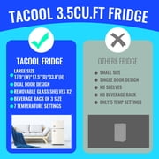 Tacool 3.5 Cu.ft Retro Mini Fridge with Freezer, 2 Door Small Refrigerator with 7 Adjustable Thermostat for Home, White