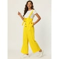 thumbnail image 2 of DARING DIVA Women's Button Front High Waist Belted Overall Jumpsuit M Light Yellow, 2 of 6