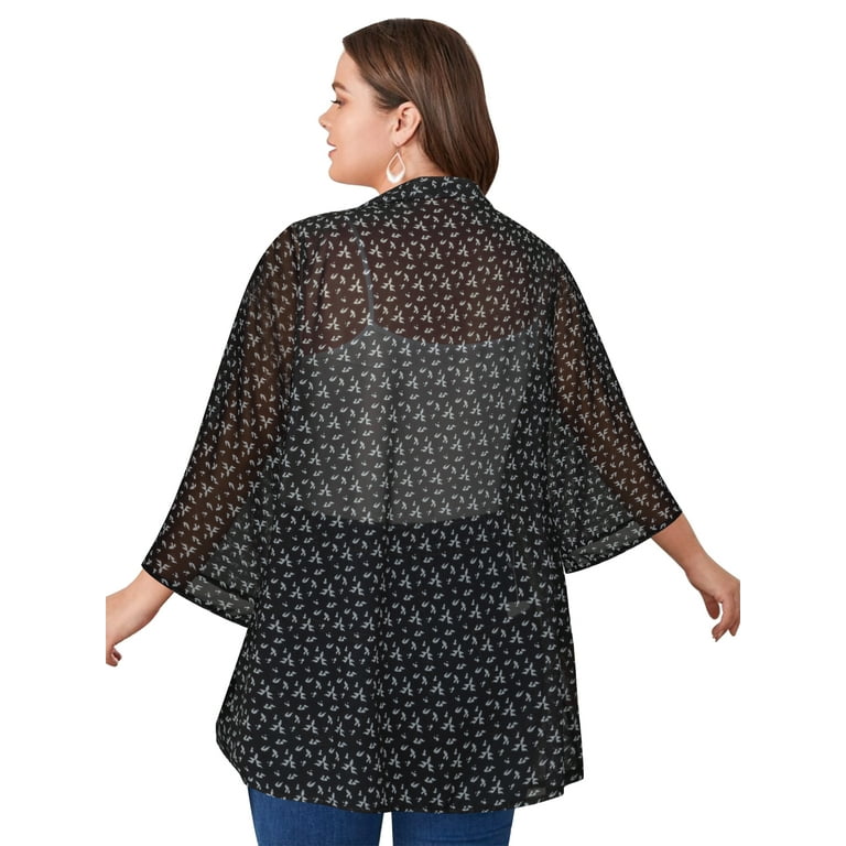 Chama Plus Size 3 4 Sleeve Kimono Cardigans for Women Summer Open