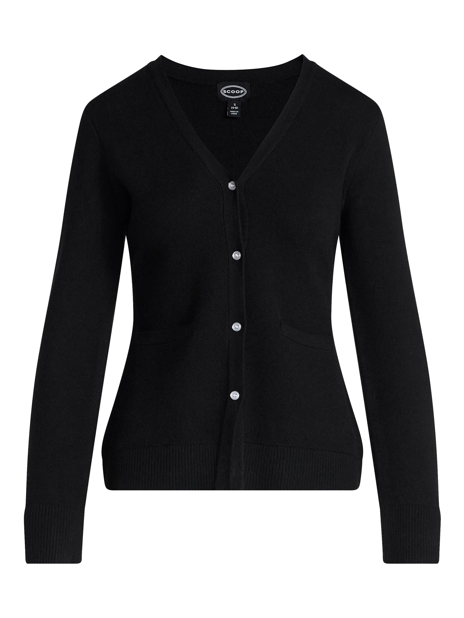 Scoop Women’s V Neck Cardigan Sweater with Long Sleeves, Lightweight, Sizes XS-XXL