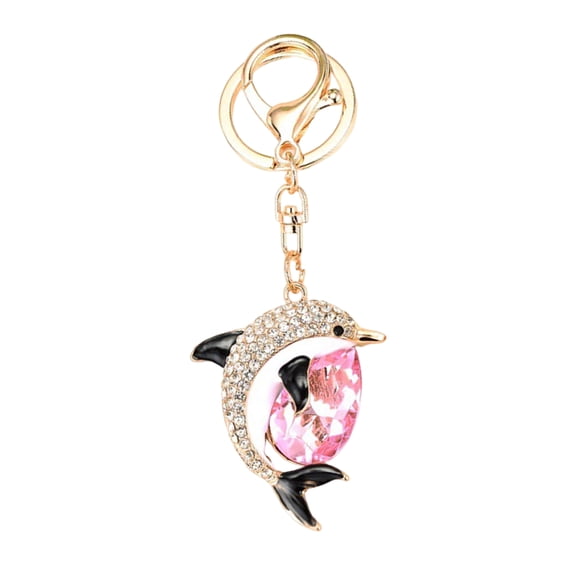 mdesiwst Key Ring Rhinestones-Encrusted Dolphin Shape Keychain Pendant with Strong Lobster Clasp Keys Bags Car Keys Accessories