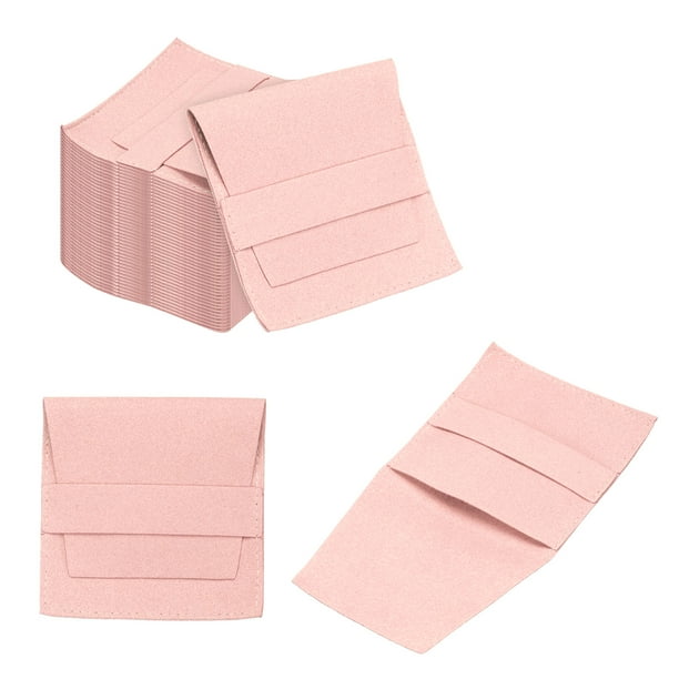 Uxcell 40 Pcs Bolsa de Joyería de Microfibra 3.1 × 3.1 Pulgadas, Rosa