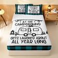 thumbnail image 2 of Erosebridal Happy Camping Camper Zipper Full Size Comforter Sets with Fitted Sheet and 2 Pillowcases, Black Teal Plaid Zipper Bedding Set, Reversible, 2 of 7
