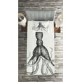 thumbnail image 2 of Ambesonne Octopus Quilted Coverlet 2 Pcs, Aquatic Animal Sketch, Twin Size, White Charcoal Grey, 2 of 2