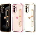 thumbnail image 5 of Designed for Samsung Galaxy A13 5G Case with Strap Luxury Love Heart Plating Gold Bumper Phone Cover Wristband Kickstand Full Body Protective Slim Case for Women - White, 5 of 9
