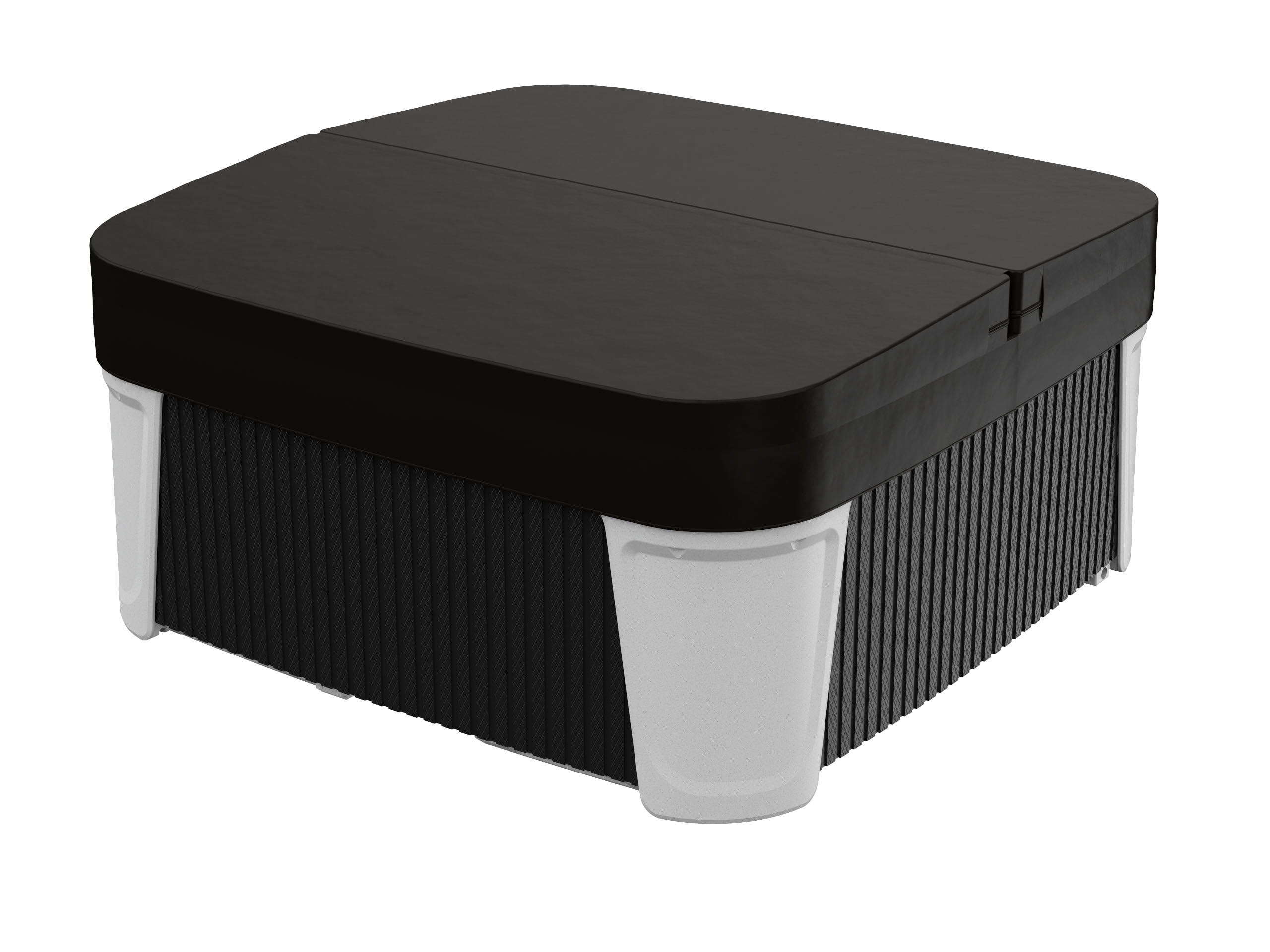 AquaRest DayDream Ensemble 3500S 6-Person 35-Jet Plug and Play Hot Tub with 2 LED Waterfalls, Step with Handrail and Cover with Lifter, Whitestone/Black