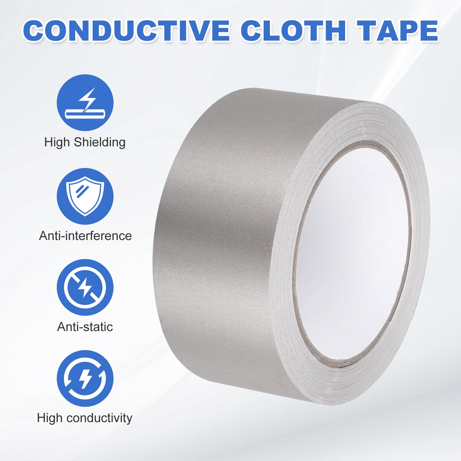 Uxcell Faraday Tape 2" x 59 Feet Single Side Conductive Cloth Tape High Temp Adhesive Tapes Roll for RFI/EMI Shielding Grounding Electrical Repair Cable Interference Blocking