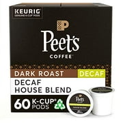 Peet's Coffee, Decaf House Blend - Dark Roast Decaffeinated Coffee - 60 K-Cup Pods for Keurig Brewers (6 Boxes of 10 K-Cup Pods)