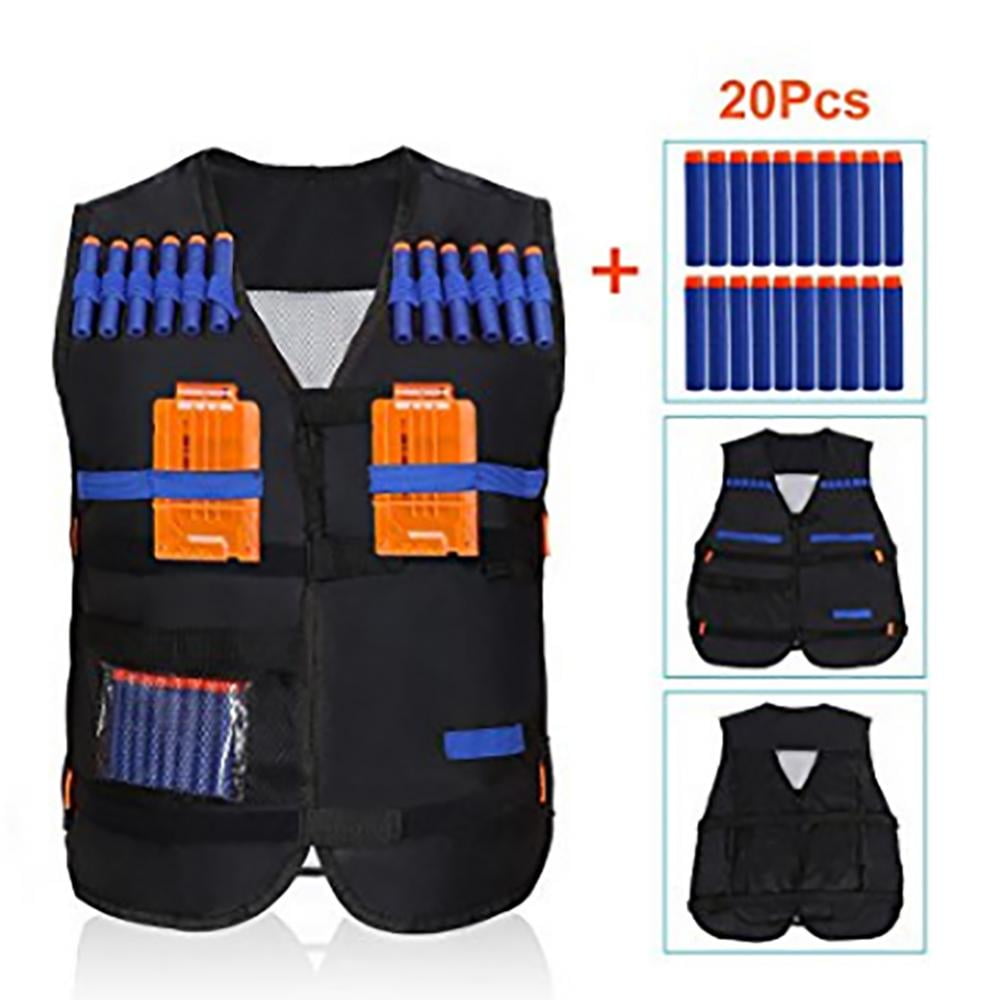 Kids Tactical Vest Kit Foam Bullet Jacket with 2pcs Darts Clips,1pc Wristband and 40pcs Foam Bullets by