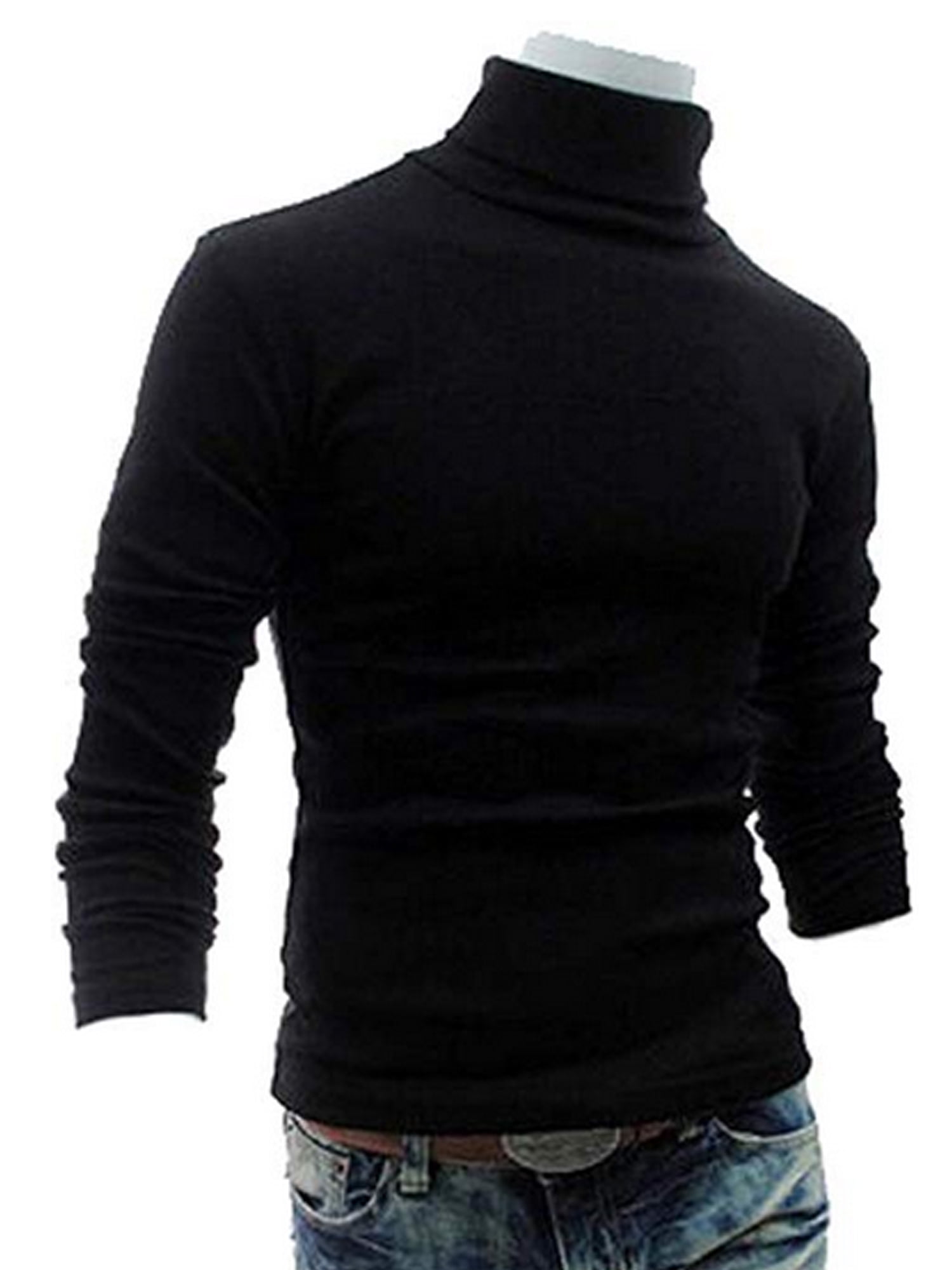 GAGA Mens Casual Slim Pullover Thermal Knitted Turtle Neck Long-Sleeved Sweater Tee
