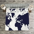 thumbnail image 3 of Ambesonne Map Quilted Bedspread Set 3 Pcs, Vivid Indigo World Graphic, King Size, Indigo White, 3 of 3