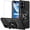 Black, variant on TJS Phone Case for Cricket Icon 2026 / AT&T Propel 3 5G, with Tempered Glass Screen Protector, [Military Grade] Robotic Magnetic Support Car Mount Metal Ring Holder Kickstand Cover (Black)
