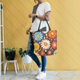 thumbnail image 4 of FORMRS Womens Canvas Tote Bag with Zipper Inner Pocket Shoulder Handbag, Blooming Flowers, 4 of 7