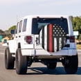 thumbnail image 3 of USA Patriotic Firefighter Thin Red Line Flag Spare Tire Cover Dust-Proof Wheel Tire Cover Fit Trailer, RV, SUV and Many Vehicle, 3 of 7