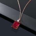 thumbnail image 4 of Gem Stone King 18K Rose Gold Plated Silver Red Created Ruby and White Topaz Pendant Necklace for Women (20.33 Cttw, Emerald Cut 18X13MM, With 18 inch Silver Chain), 4 of 4