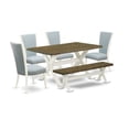 thumbnail image 6 of East West Furniture X-Style 6-piece Wood Dining Set with Linen Chairs in White, 6 of 10