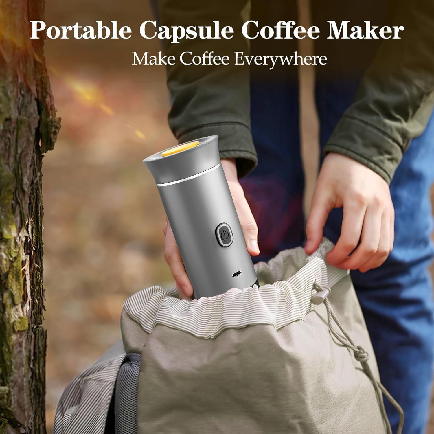 Portable Espresso Maker, Travel Coffee Maker for camping, Portable Espresso Machine with USB-C, 3-in-1 Small Espresso Machine with Ground Coffee & Capsules (NS＆DG) for RV, Hiking