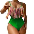 thumbnail image 2 of Homenesgenics Swim Suits for Women 2026 Tankini Bikini Two Piece Women's Sexy Tassel Fashion Suspender Bikini Green M, 2 of 7