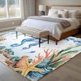 thumbnail image 4 of 6'x9' Area Rugs, Seahorse Coastal Indoor Outdoor Area Rug for Living Room Bedroom, Summer Nautical Starfish Coral Ocean Washable Bathroom Rugs Kitchen Floor Carpet Mats Home Decor Aesthetic, 4 of 8