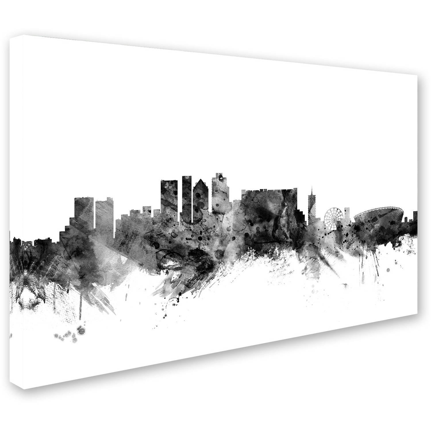 Trademark Fine Art "Cape Town S Africa Skyline B&W" Canvas Art by Michael Tompsett