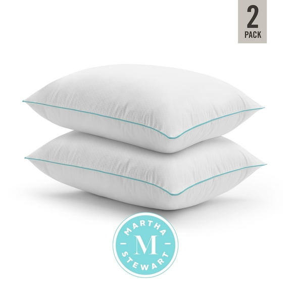MARTHA STEWART SmartChill Bed Pillows Standard/Queen Size Set Of 2, Enhanced Loft Plush Cooling Pillow For All Sleep Positions, 20" x 28", White