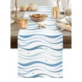 thumbnail image 5 of Summer Oceans Waves Table Runner 13x90in Non-Slip Cotton Linen Table Runners, Navy Blue Striped Dresser Scarves TableRunner for Dinner Kitchen Dining Wedding Party, 5 of 9
