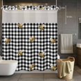 thumbnail image 3 of Bee No Hook Shower Curtain with Snap in Liner Country Bees Black White Buffalo Plaid Checkered Farmhouse Waterproof Bathroom Shower Curtain with See Through Top Window for Bathtub 72" x 78", 3 of 9