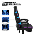 thumbnail image 5 of Magshion Computer Desk & Gaming Chair Set, Adjustable Height Reclining Chair with Retractable Footrest & Wheels & Lumber Support and Laptop Table Workstation, Purple, 5 of 10