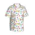 thumbnail image 3 of Xecao Happy Easter print Hawaiian shirt - a stylish short-sleeve button-down for men, perfect for casual beach and tropical outings., 3 of 9