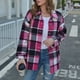 thumbnail image 5 of Puntoco Mujeres Moda Lattice Solapa Botón Casual Manga Larga Suelto Abrigo Abrigo Puntoco Puntoco-461, 5 of 9