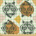 thumbnail image 2 of Ambesonne Tiger Fabric by the Yard Upholstery, Exotic Wild Heads Geometric, 1 Yard, Ivory Orange Rose, 2 of 5