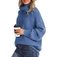 thumbnail image 4 of Arvbitana Women Knit Sweater Solid Color Turtleneck Long Sleeve Pullovers Loose Casual Warm Tops Fall Winter Clothes, 4 of 6