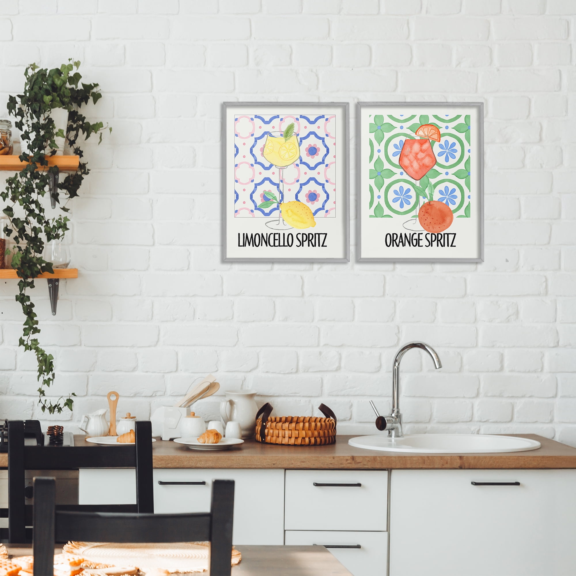 Stupell Industries Citrus Spritz On My Mind 2 Piece Gray Framed Giclee Art Set, design by Nina Jacobs