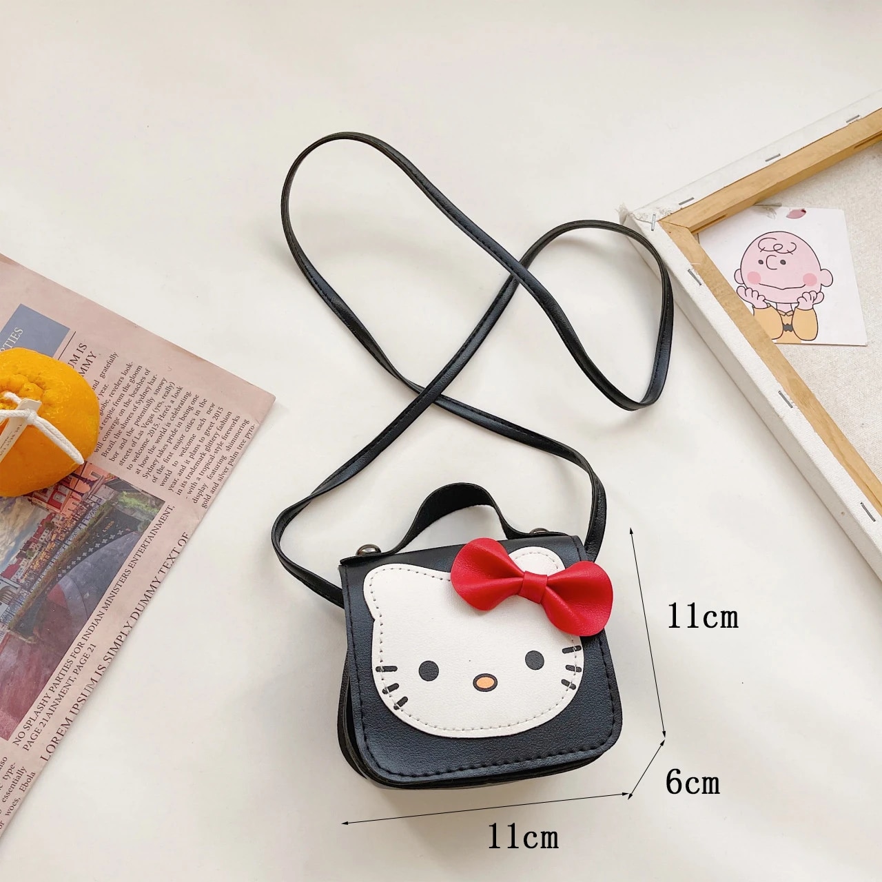Sac Bandoulière Hello Kitty Fille - 2 Poches Zippées - Sangle Réglable - Cadeau Idéal