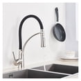 thumbnail image 4 of Mitigeur de Cuisine en Caoutchouc Nickel Brossé Rotation Robinet Pulvérisateur à Jet Rétractable Robinet d'Eau Chaude Froide une Poignée Robinet de Cuisine, Installation Sans Effort, 4 of 7